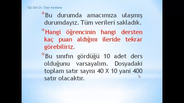 Veri Tabanı Dosya Sistemi Kavramı İlk Ders