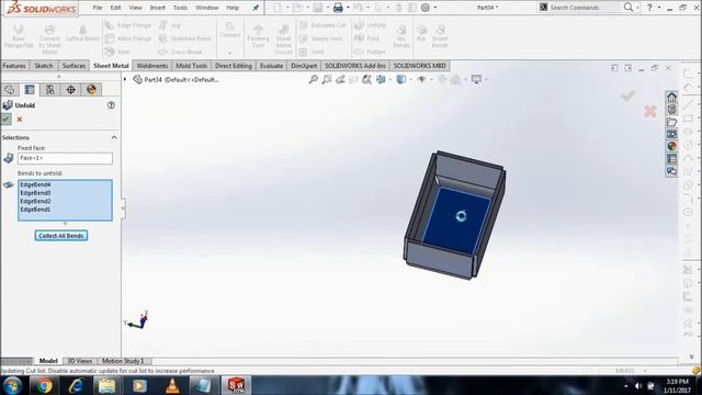 FOLD,UNFOLD,FLATTERN SHEET METAL SOLIDWORKS 2016 смотреть онлайн