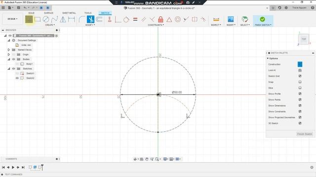 Fusion 360 Replicate Geometry 1 An equilateral triangle in a circle смотреть онлайн