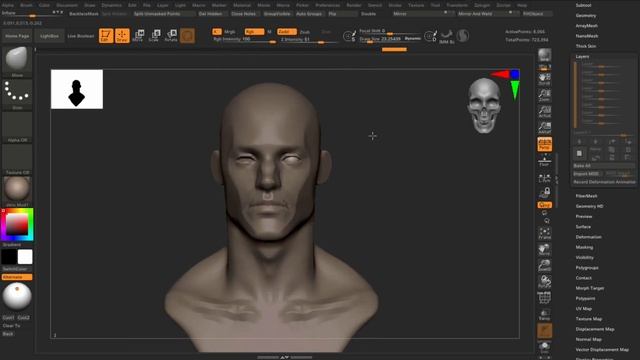 Realtime Male Head Sculpting Practice | 3D Sketch (Zbrush) смотреть онлайн