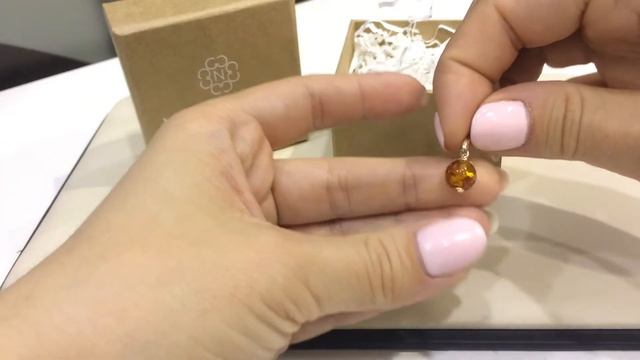 Подвеска 2562 из красного золота 585 пробы с янтарем смотреть онлайн