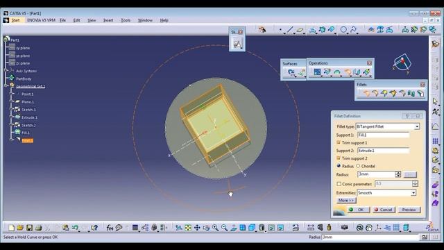 Surface in catia Part || SHAPE FILLET смотреть онлайн