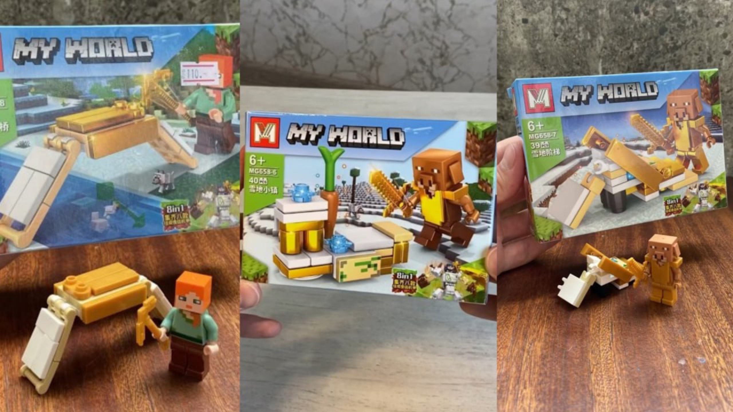 Восемь разных коробок Лего - Майнкрафт конструктор