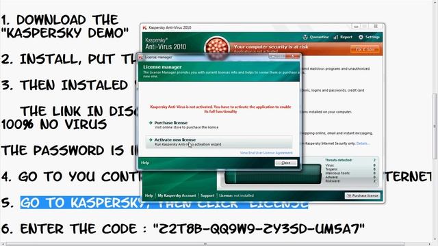 HOW TO ACTIVATE YOUR "KASPERSKY ANTI-VIRUS 2010" FREE смотреть онлайн