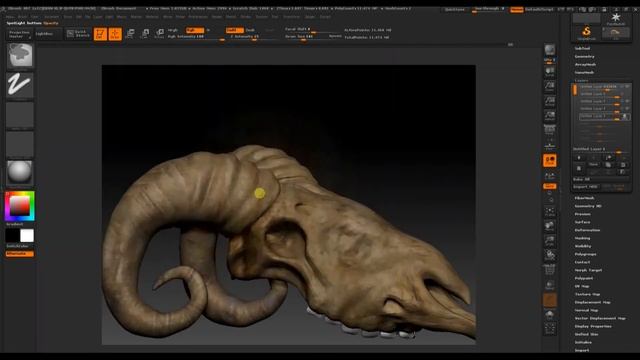 zbrush props bull skull timelapse tutorials part #2 смотреть онлайн