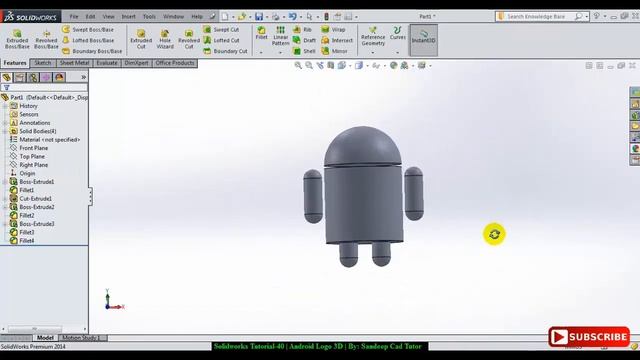 Solidworks Basic Tutorial 40 | Android Logo 3D | Solidworks смотреть онлайн
