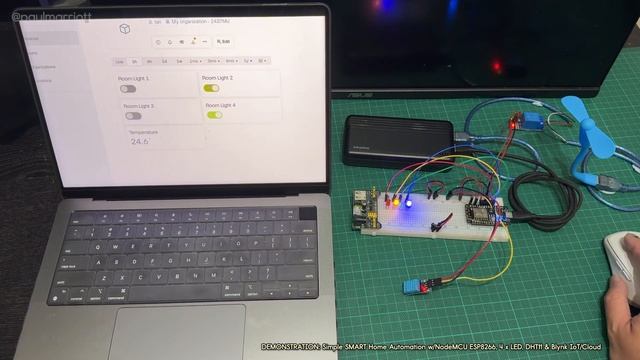 DEMONSTRATION: Simple SMART Home Automation w/NodeMCU ESP8266, 4 x LED, DHT11 & Blynk IoT / Cloud смотреть онлайн