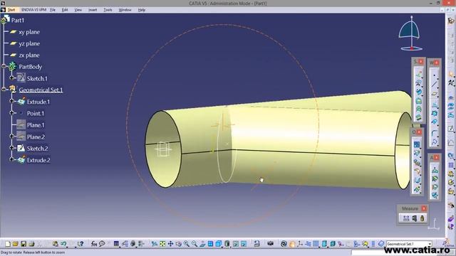 Intersection of two pipes with cut and fillet in CATIA v5 surfaces смотреть онлайн