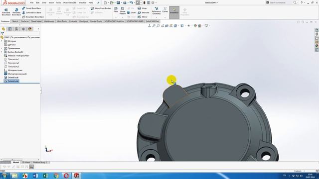Редактирование импортированной модели SolidWorks/Hole delete in SolidWorks смотреть онлайн