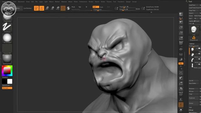 Zbrush Sphere to Hulk Body speed sculpt (part1) смотреть онлайн