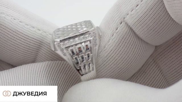 Печатка Мужская, алмазная грань с фианитами, Артикул КМ-89_11А_с, серебро 925 пробы смотреть онлайн