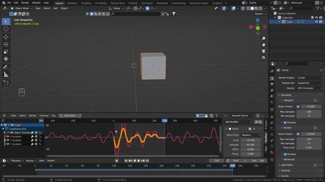 Convert Noise modifier to Keyframes in Blender смотреть онлайн