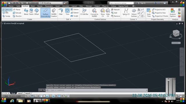 Auto CAD Tutorial : 3D Chamfer & Network смотреть онлайн