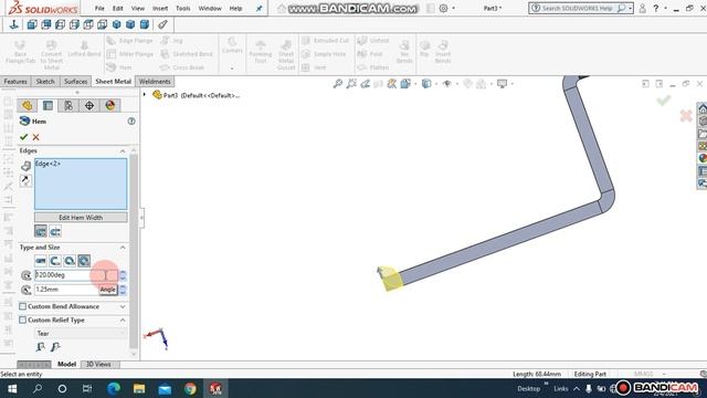 SOLID WORK SHEET METAL TUTORIAL | HEM TOOL