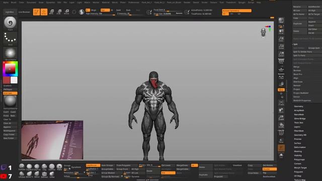 Marvel`s Venom character Sculpting in Zbrush II PART-15 head detail смотреть онлайн