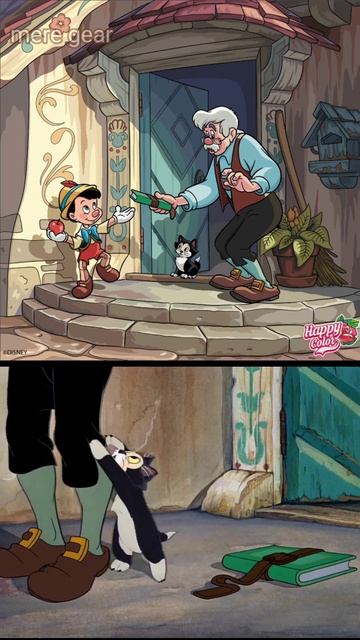 Pinocchio going to school 🎒🏫 Happy Color App Disney Category with scene from the movie Pinocchio 👃 смотреть онлайн