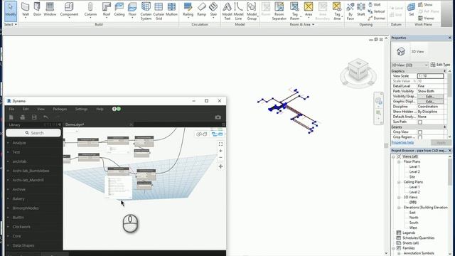 Dynamo- Revit- Pipes & fittings from CAD смотреть онлайн