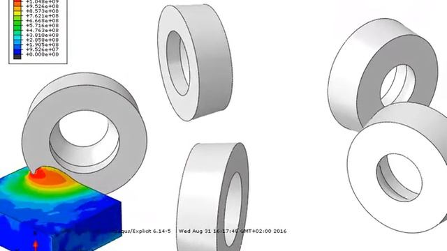 Abaqus CAE explicit shell end milling of 20NiCrMo5 Mises Stress 2 example 1 смотреть онлайн