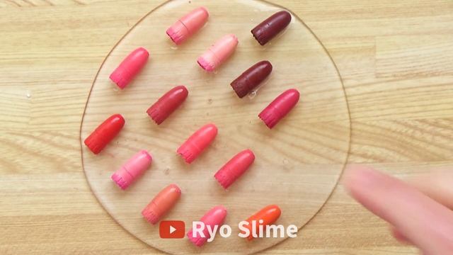 Satisfying Slime Coloring With Makeup! Mixing 24 Mini Lipsticks Into Clear Slime!