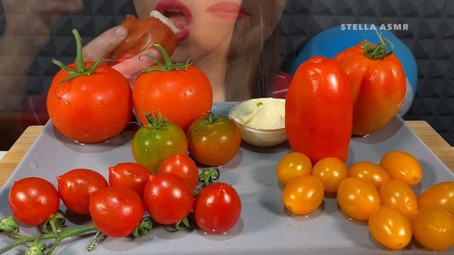 ASMR MASSIVE EATING TOMATOES PLATTER 먹방 Real Sounds смотреть онлайн