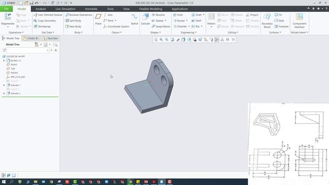 #04 PTC Creo Tutorials | Basic Part Modeling | Exercise 04 смотреть онлайн