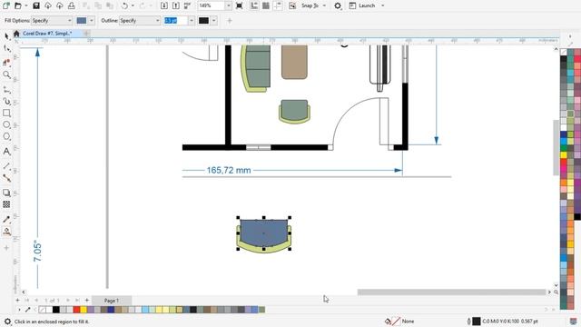 Floor Plan, Living Room - Mərtəbə planı, Qonaq otağı - Corel Draw #13 смотреть онлайн