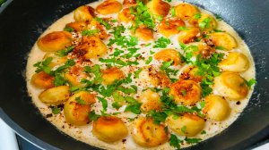 Жареные пельмени в сливочном соусе! 😋 Простой рецепт для идеального ужина!