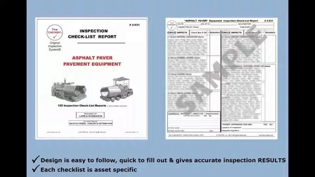 Asphalt Paver Pavement Equipment Inspection Checklist #2-031 The Checker смотреть онлайн