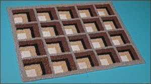 Коврик 3D Бабушкин квадрат тунисским крючком.