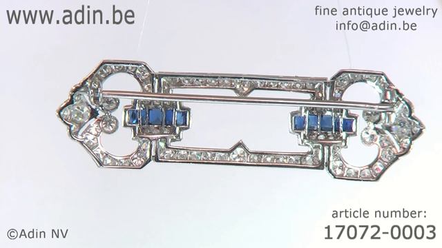 Diamond and sapphire Art Deco brooch in platinum. (Adin reference: 17072-0003) смотреть онлайн