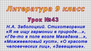 Литература 9 класс (Урок№43 - Н.А. Заболоцкий. Стихотворения.)