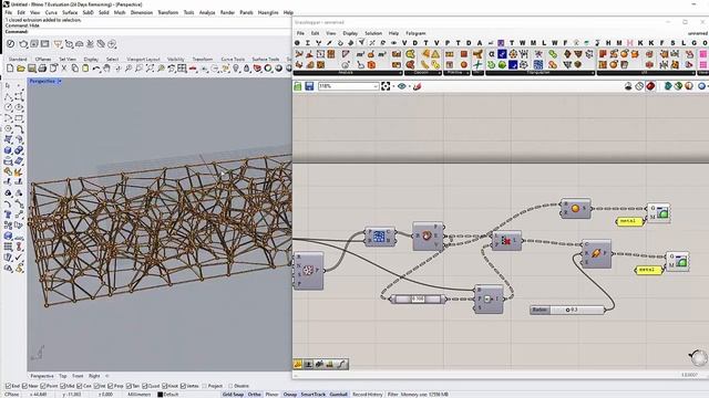 012_ Voronoi 3D grid to construct parametric geometry inside Grasshopper 3D, Rhinoceros 3D. смотреть онлайн