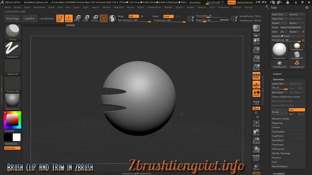 Làm thế nào sử dụng hai công cụ Trim và Clip trong Zbrush | Học Zbrush смотреть онлайн