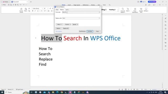 How To Search In WPS Office | Find And Replace In WPS Office Writer(2023)