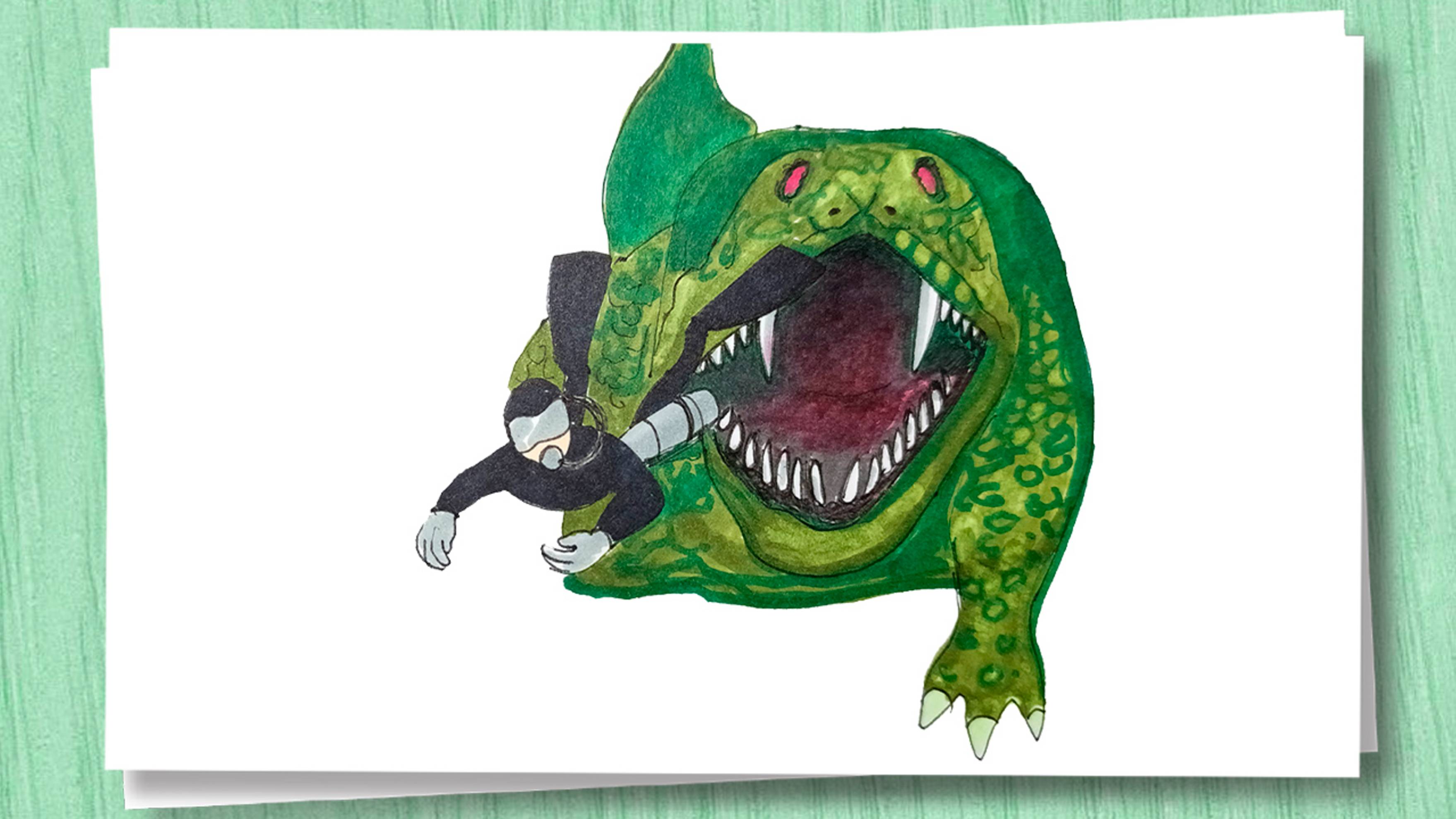 Рисуем Морское чудовище и водолаза_Рисуем крокодила смотреть онлайн