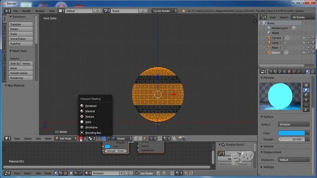 Blender Tutorial Outer Glow Emission Cycle Render смотреть онлайн