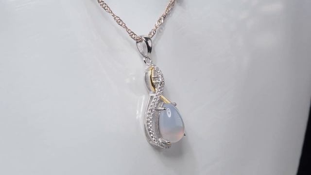 Серебряная подвеска с натуральным голубым Халцедоном и Cz смотреть онлайн