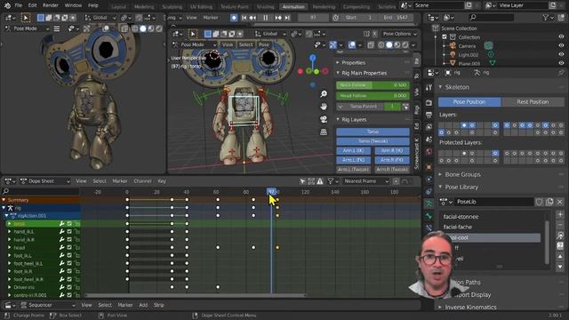 Animation dans Blender et outils - Timeline - pose library - Dope sheet - tutoriel en Français смотреть онлайн