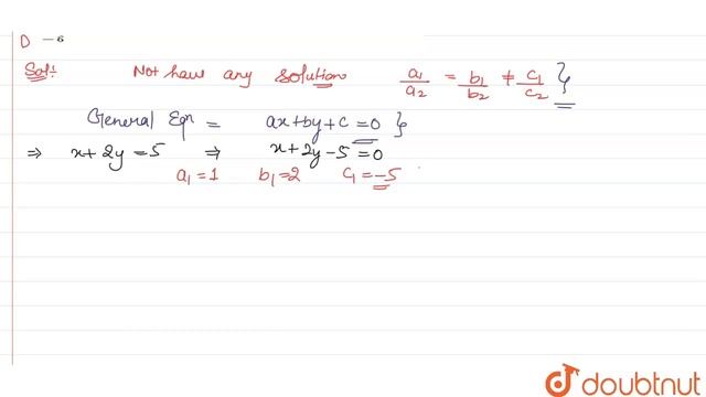 For what value of k system of equation x + 2y = 5, 3x + ky + 15 =0 doesnot have any solution ? ... смотреть онлайн