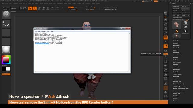 #AskZBrush: “How can I remove the Shift+R Hotkey from the BPR Render button?” смотреть онлайн