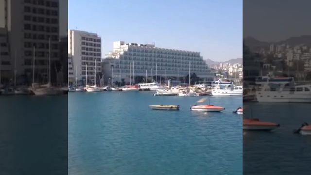 Израиль, Эйлат - Обзор города, залива. Яхты , залив смотреть онлайн
