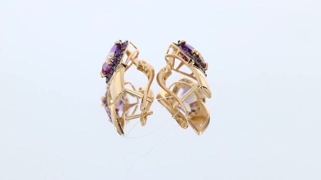 Золотые серьги Александра с фианитом и аметрином кл2460а-49ск-си смотреть онлайн