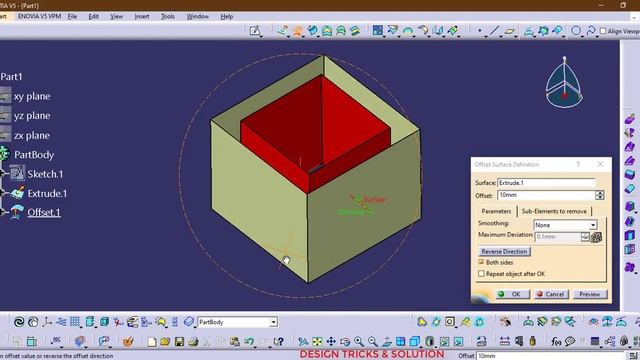 Offset Surface In Catia V5 | Catia V5 Surface Modeling Tutorial (Offset)