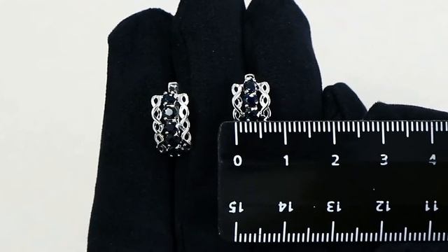 Серьги из белого золота КЮЗ Del'ta с сапфиром DБР220277 смотреть онлайн