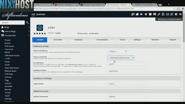 Installing E107 with Softaculous in cPanel смотреть онлайн