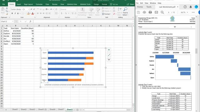 مادة التصميم الهندسي- عملي ( الإسبوع الخامس) Gantt Chart смотреть онлайн