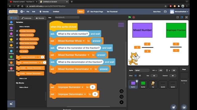 Math with Scratch - Fraction Converter (Mixed/Improper) смотреть онлайн