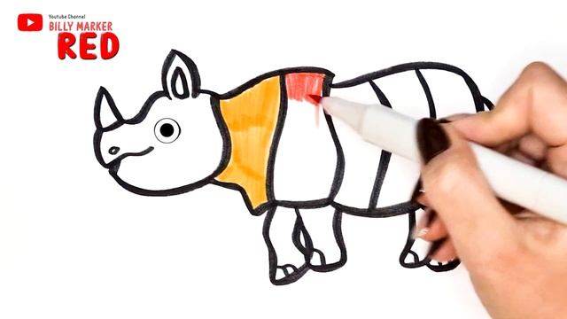 Drawing, Painting and Coloring Rhinoceros for Kids & Toddlers | How to Draw, Paint Animals Easy смотреть онлайн