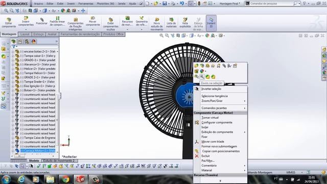 Ventilador (sistema de oscilação) - SolidWorks 2012 смотреть онлайн