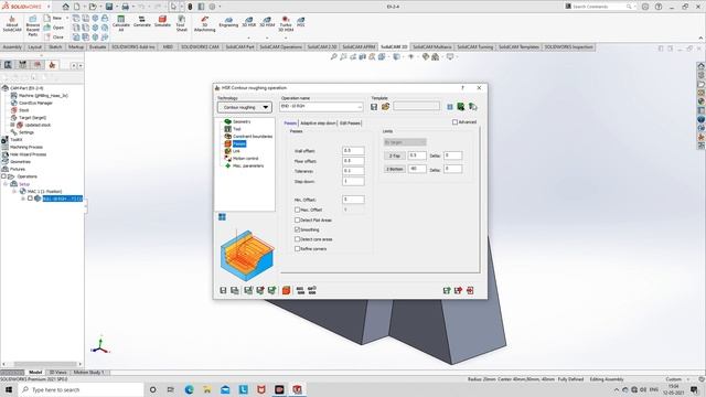SOLID CAM 3D HSR CONTOUR ROUGHING TUTORIAL смотреть онлайн